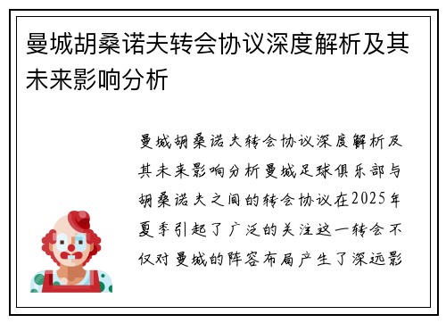 曼城胡桑诺夫转会协议深度解析及其未来影响分析