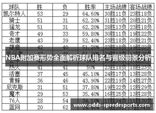 NBA附加赛形势全面解析球队排名与晋级前景分析