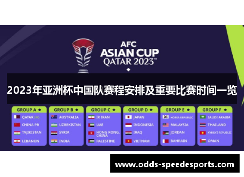 2023年亚洲杯中国队赛程安排及重要比赛时间一览 2023年亚洲杯中国队赛程安排及重要比赛时间一览